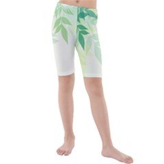 Spring Leaves Nature Light Kids  Mid Length Swim Shorts by Simbadda