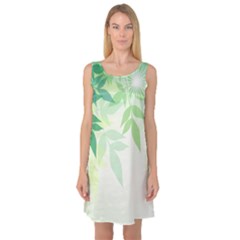 Spring Leaves Nature Light Sleeveless Satin Nightdress