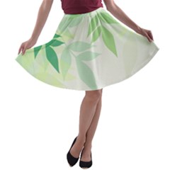 Spring Leaves Nature Light A-line Skater Skirt by Simbadda