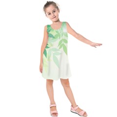 Spring Leaves Nature Light Kids  Sleeveless Dress