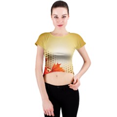 Background Leaves Dry Leaf Nature Crew Neck Crop Top