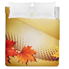 Background Leaves Dry Leaf Nature Duvet Cover Double Side (queen Size) by Simbadda