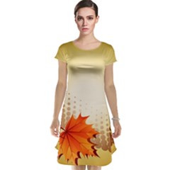 Background Leaves Dry Leaf Nature Cap Sleeve Nightdress by Simbadda