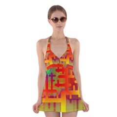 Binary Binary Code Binary System Halter Swimsuit Dress