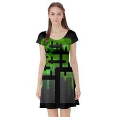 Binary Binary Code Binary System Short Sleeve Skater Dress by Simbadda