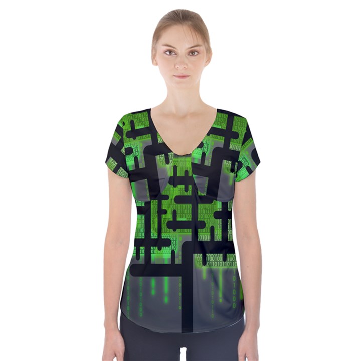 Binary Binary Code Binary System Short Sleeve Front Detail Top