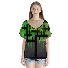 Binary Binary Code Binary System Flutter Sleeve Top