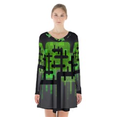 Binary Binary Code Binary System Long Sleeve Velvet V-neck Dress