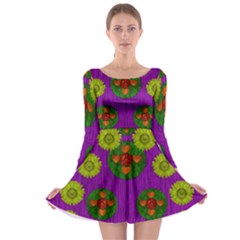 Buddha Blessings Fantasy Long Sleeve Skater Dress by pepitasart