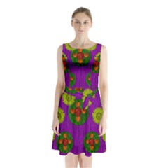 Buddha Blessings Fantasy Sleeveless Chiffon Waist Tie Dress by pepitasart