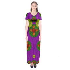 Buddha Blessings Fantasy Short Sleeve Maxi Dress by pepitasart