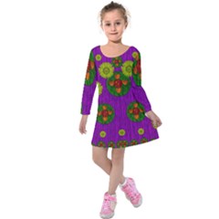 Buddha Blessings Fantasy Kids  Long Sleeve Velvet Dress by pepitasart