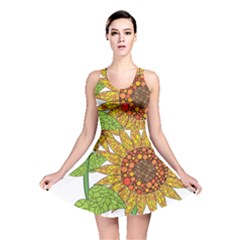 Sunflowers Flower Bloom Nature Reversible Skater Dress by Simbadda