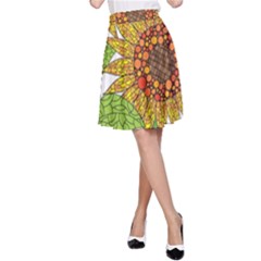 Sunflowers Flower Bloom Nature A-line Skirt