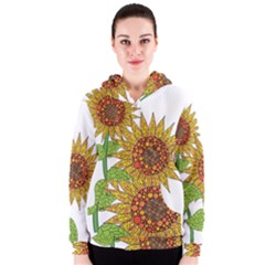 Sunflowers Flower Bloom Nature Women s Zipper Hoodie by Simbadda