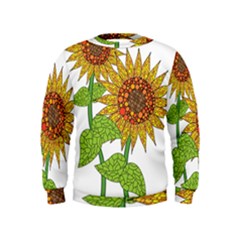 Sunflowers Flower Bloom Nature Kids  Sweatshirt by Simbadda