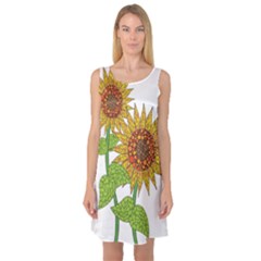 Sunflowers Flower Bloom Nature Sleeveless Satin Nightdress