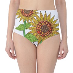 Sunflowers Flower Bloom Nature High-waist Bikini Bottoms by Simbadda