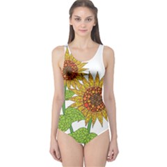 Sunflowers Flower Bloom Nature One Piece Swimsuit by Simbadda