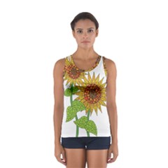 Sunflowers Flower Bloom Nature Women s Sport Tank Top  by Simbadda