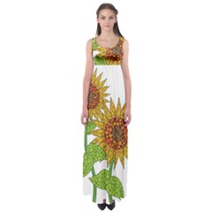 Sunflowers Flower Bloom Nature Empire Waist Maxi Dress by Simbadda