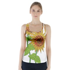 Sunflowers Flower Bloom Nature Racer Back Sports Top by Simbadda