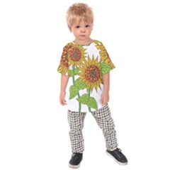 Sunflowers Flower Bloom Nature Kids  Raglan Tee