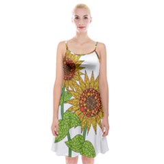 Sunflowers Flower Bloom Nature Spaghetti Strap Velvet Dress by Simbadda