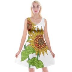 Sunflowers Flower Bloom Nature Reversible Velvet Sleeveless Dress