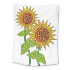 Sunflowers Flower Bloom Nature Medium Tapestry by Simbadda