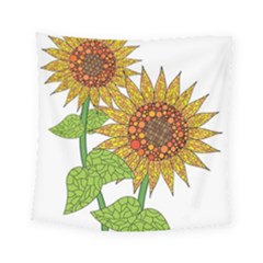 Sunflowers Flower Bloom Nature Square Tapestry (small) by Simbadda