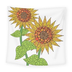 Sunflowers Flower Bloom Nature Square Tapestry (large) by Simbadda