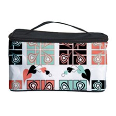 Mint Black Coral Heart Paisley Cosmetic Storage Case by Simbadda