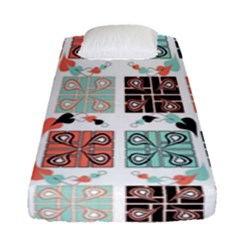 Mint Black Coral Heart Paisley Fitted Sheet (single Size)