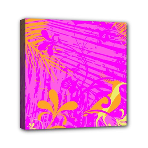 Spring Tropical Floral Palm Bird Mini Canvas 6  X 6  by Simbadda