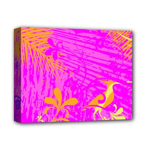 Spring Tropical Floral Palm Bird Deluxe Canvas 14  X 11  by Simbadda