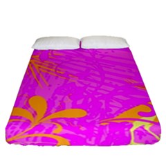 Spring Tropical Floral Palm Bird Fitted Sheet (queen Size) by Simbadda