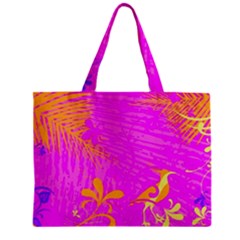 Spring Tropical Floral Palm Bird Zipper Mini Tote Bag by Simbadda