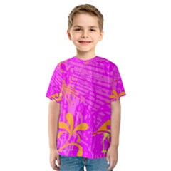 Spring Tropical Floral Palm Bird Kids  Sport Mesh Tee