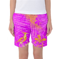 Spring Tropical Floral Palm Bird Women s Basketball Shorts by Simbadda