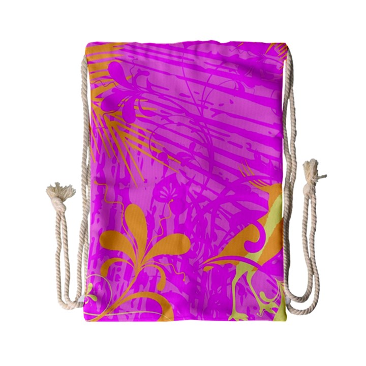 Spring Tropical Floral Palm Bird Drawstring Bag (Small)