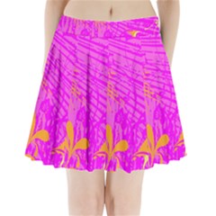 Spring Tropical Floral Palm Bird Pleated Mini Skirt