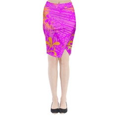 Spring Tropical Floral Palm Bird Midi Wrap Pencil Skirt by Simbadda