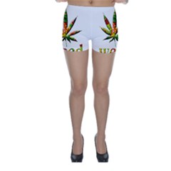 Marijuana Leaf Bright Graphic Skinny Shorts by Simbadda