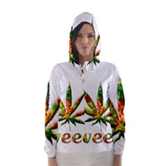 Marijuana Leaf Bright Graphic Hooded Wind Breaker (women)