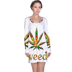 Marijuana Leaf Bright Graphic Long Sleeve Nightdress by Simbadda