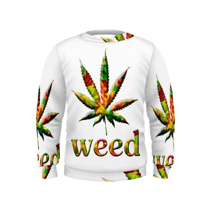 Marijuana Leaf Bright Graphic Kids  Sweatshirt