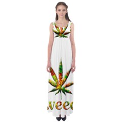 Marijuana Leaf Bright Graphic Empire Waist Maxi Dress