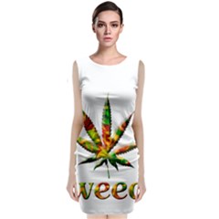 Marijuana Leaf Bright Graphic Classic Sleeveless Midi Dress by Simbadda