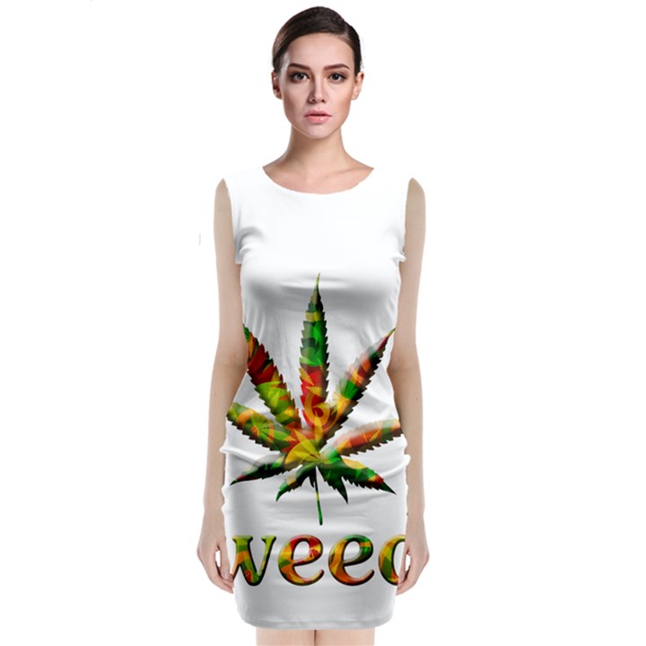 Marijuana Leaf Bright Graphic Classic Sleeveless Midi Dress